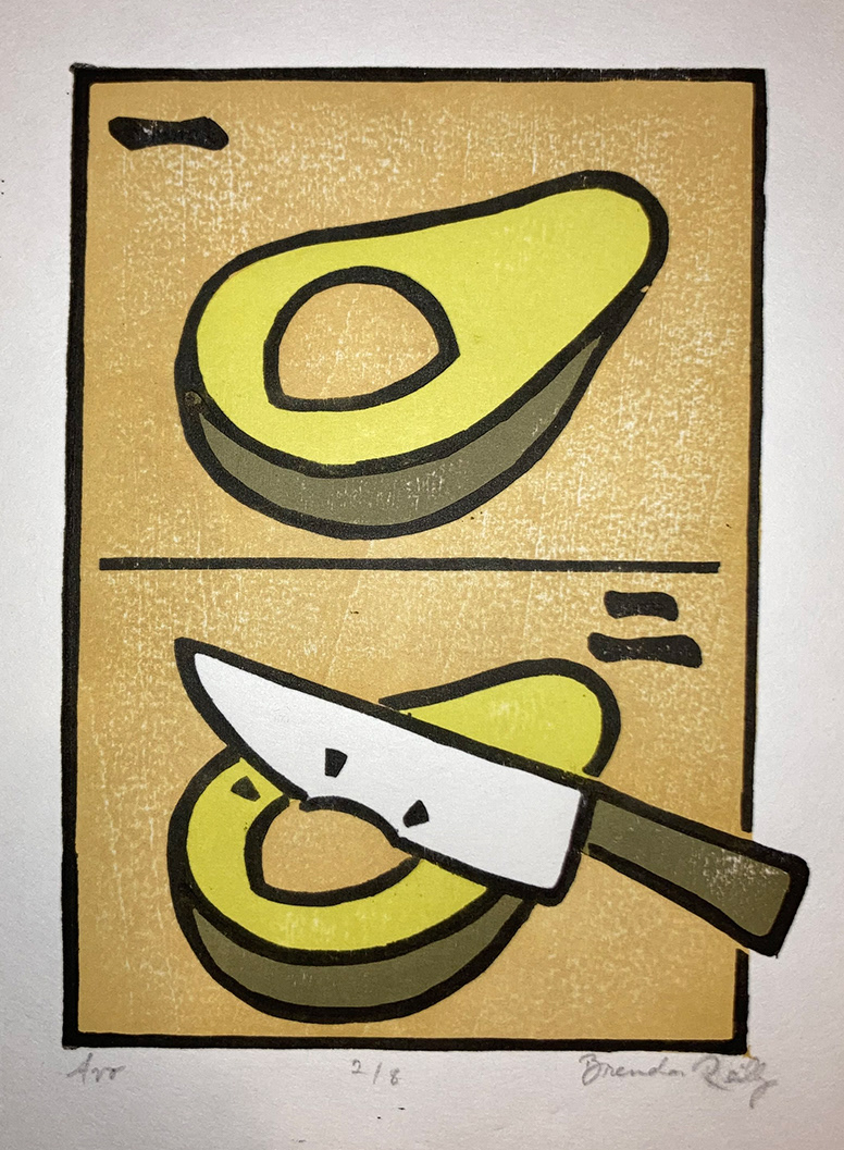 Brendan Reilly Avo 2020 6x8" mokuhanga