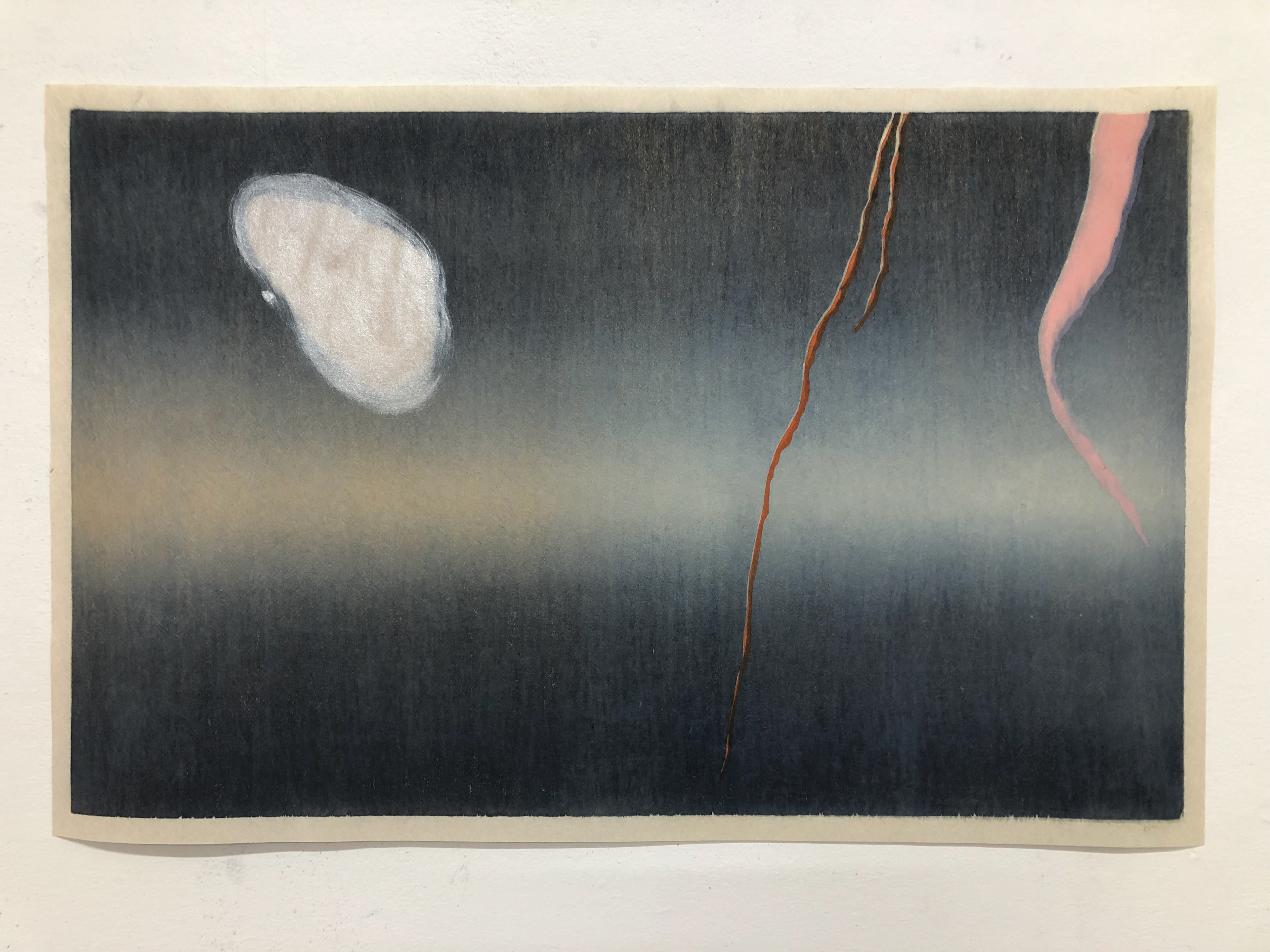 Lucy May Schofield, 2021 Sanguine Mood (after Helen) 12 x 18.5 inches Mokuhanga