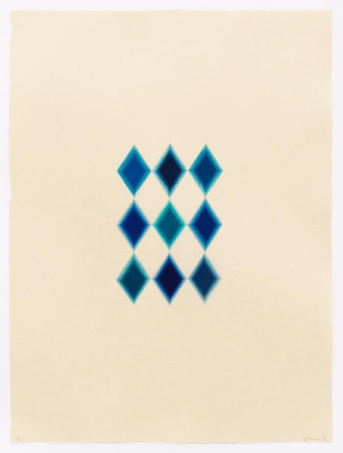 Yasu Shibata,Nine Blue Diamonds, 24 x 18", 2015