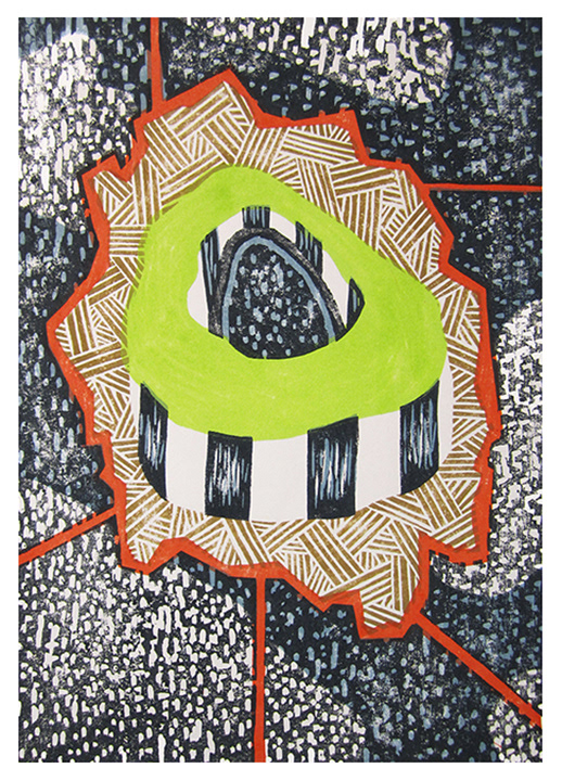 Melissa Schulenberg, Blast, 14" x 10", 2012, mokuhanga