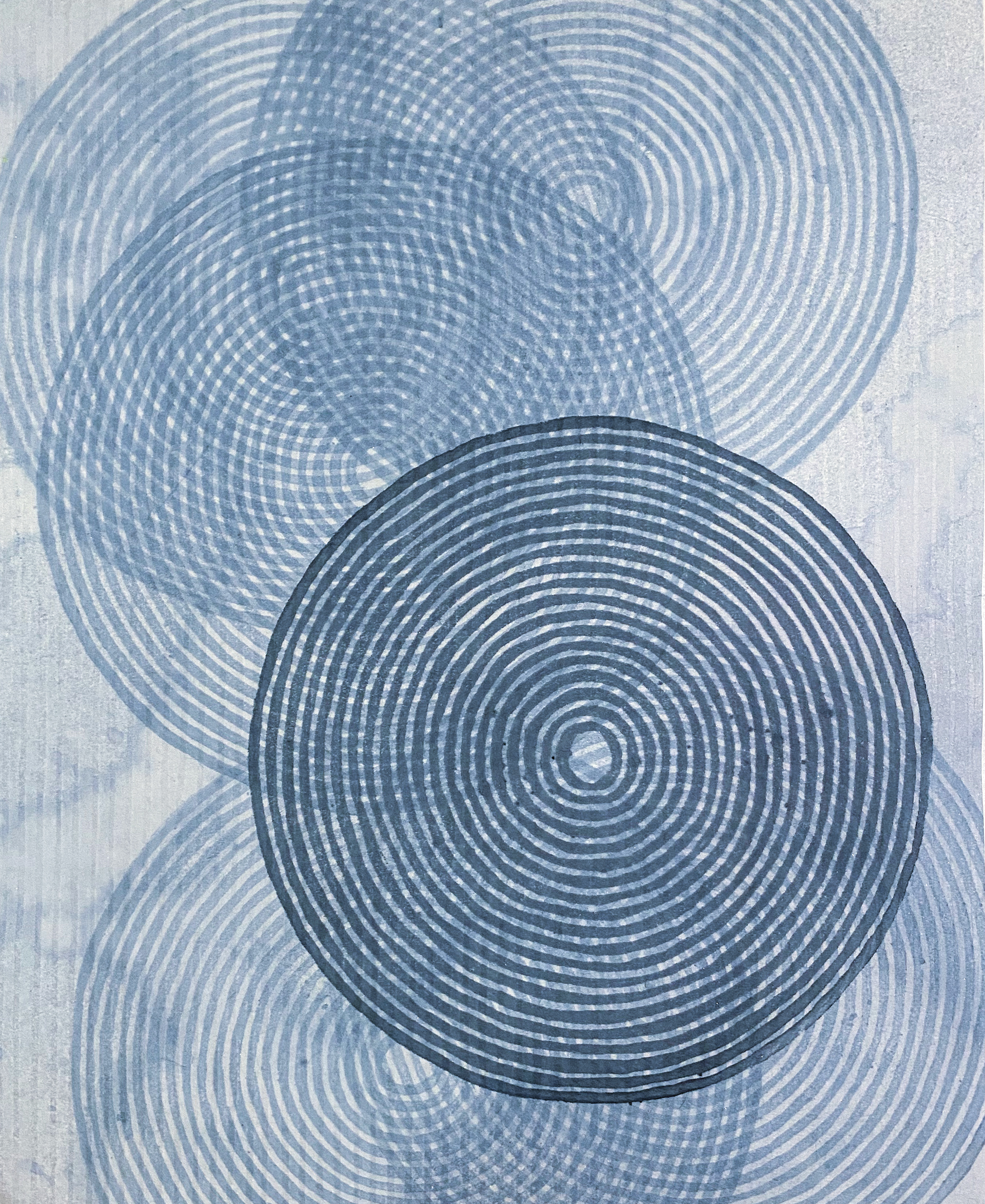 Patty Hudak, Come Closer (Blue), 11 x 14", mokuhanga, 2022