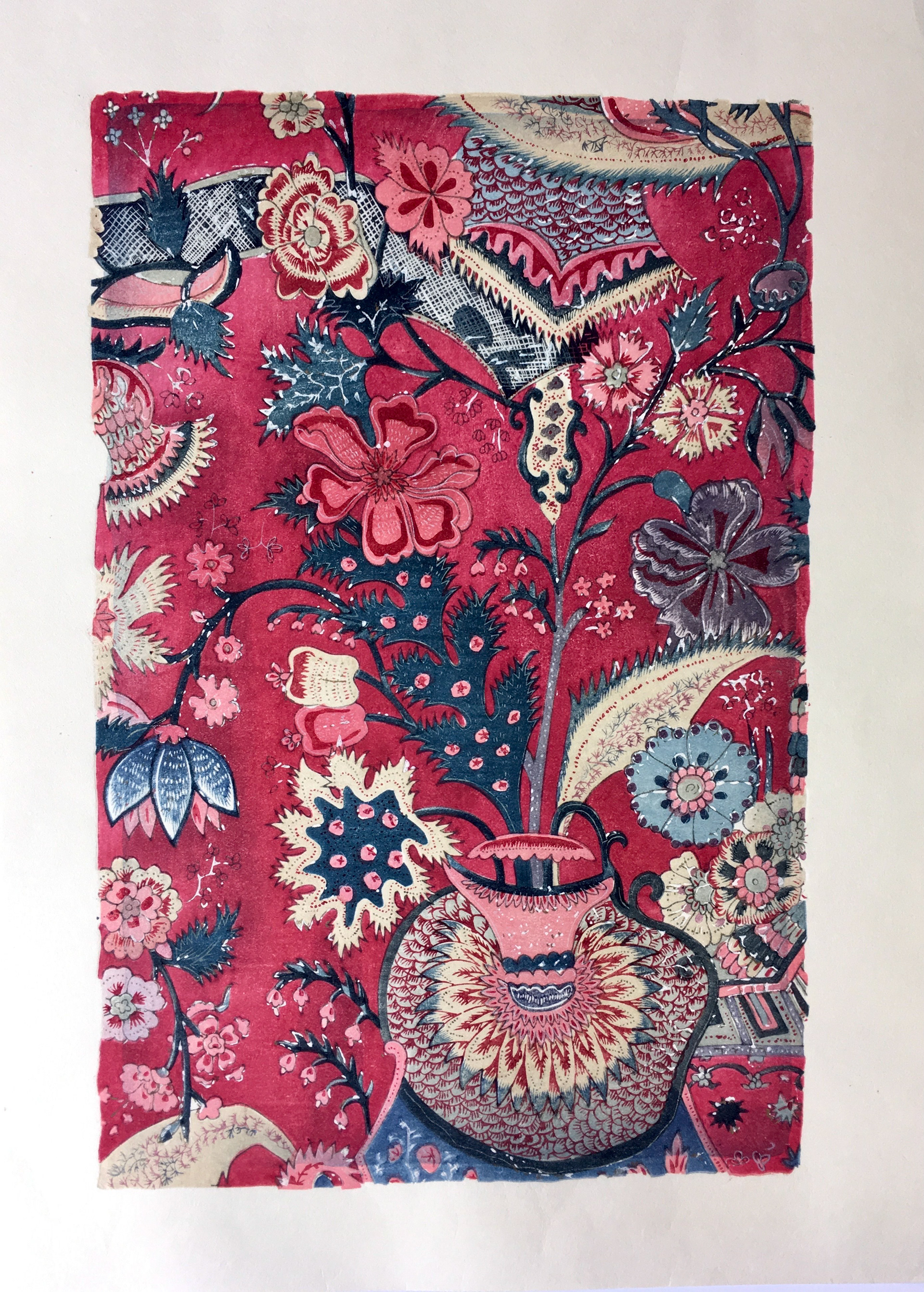 Kyko Hirai Kawatari Kin Sarasa, Textile 14 x 9 inches Mokuhanga