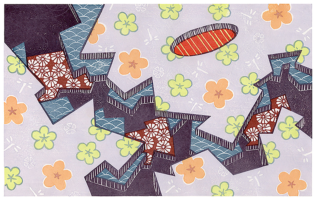 Melissa Schulenberg Patterns 2017 16 x 10" mokuhanga