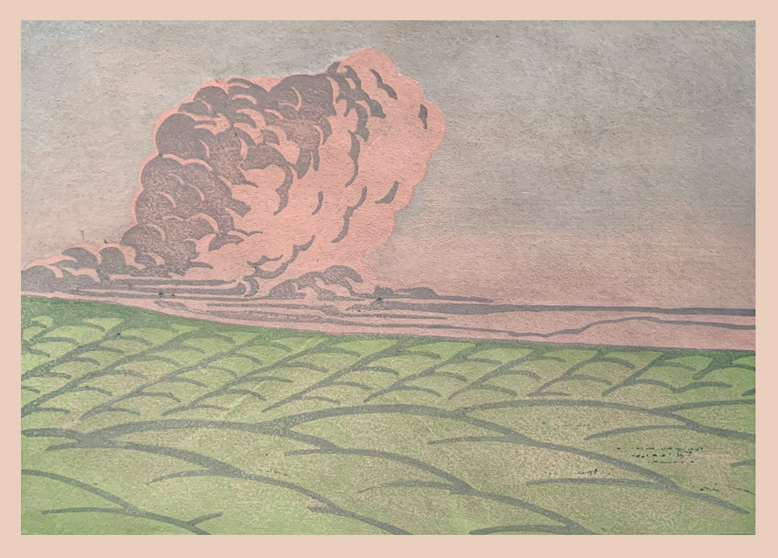 Brendan Reilly Untitled (Landscape) 2020 8x6" mokuhanga
