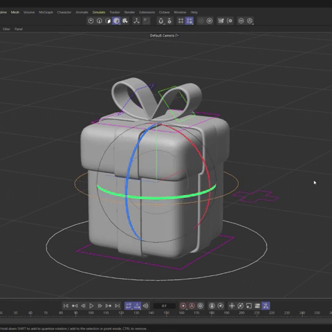 Rigging of gift character with a switch to separate the lid