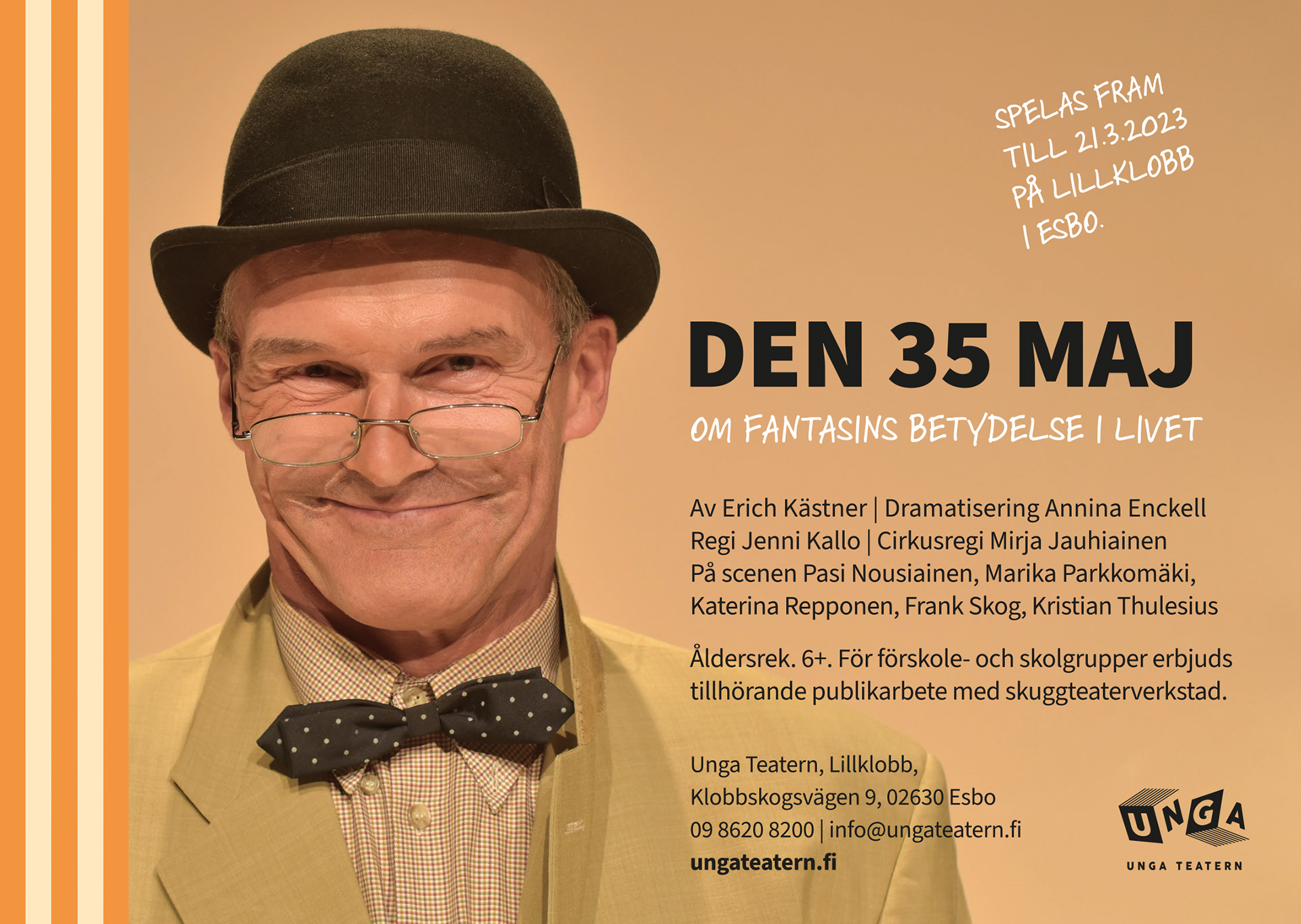 newspaper ad with photo of a man in a bowler hat and bowtie