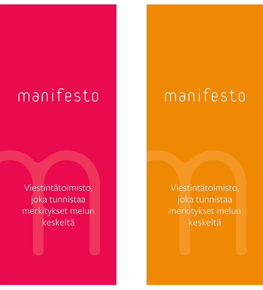 pink an orange logo roll-ups for pr agency manifesto
