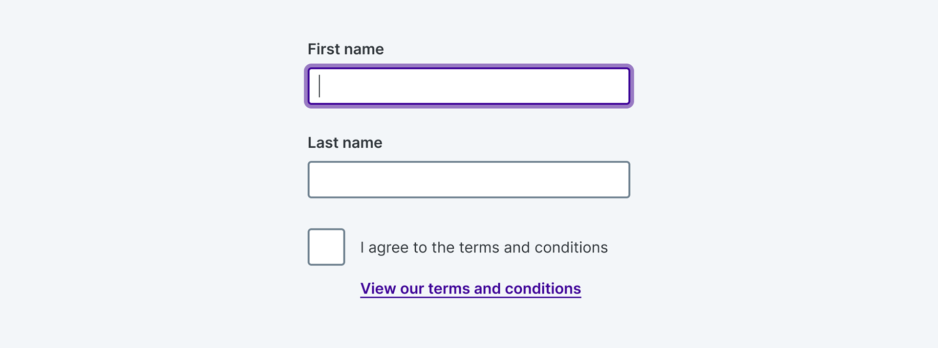 An image that gives an example of two text fields and checkbox