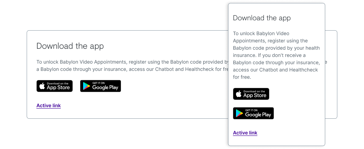 Image of the new global 'download the app' component