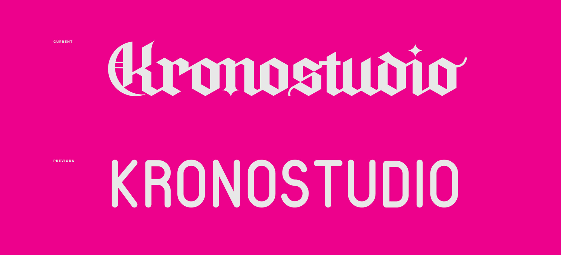 Kronostudio logo comparision on the magenta background