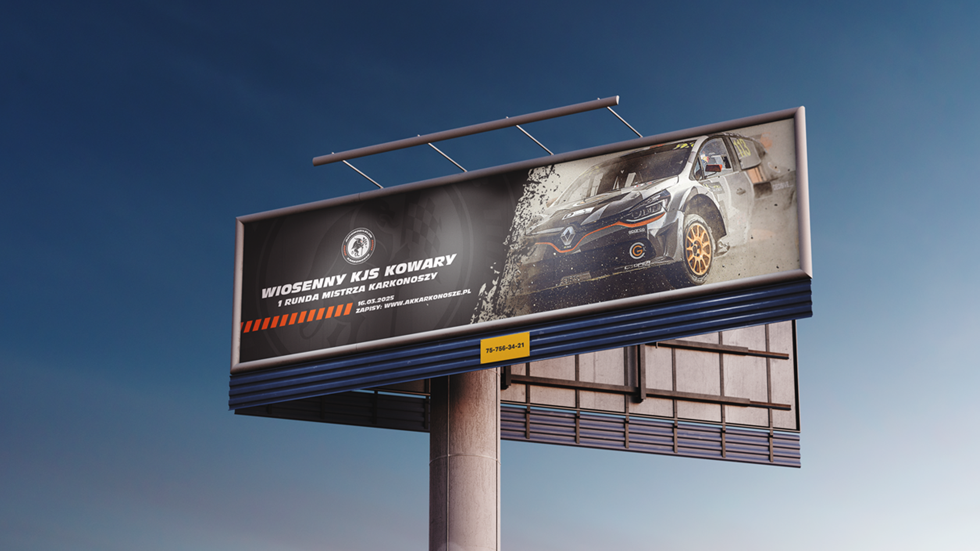 Automobilklub Karkonosze event advert on billboard mockup