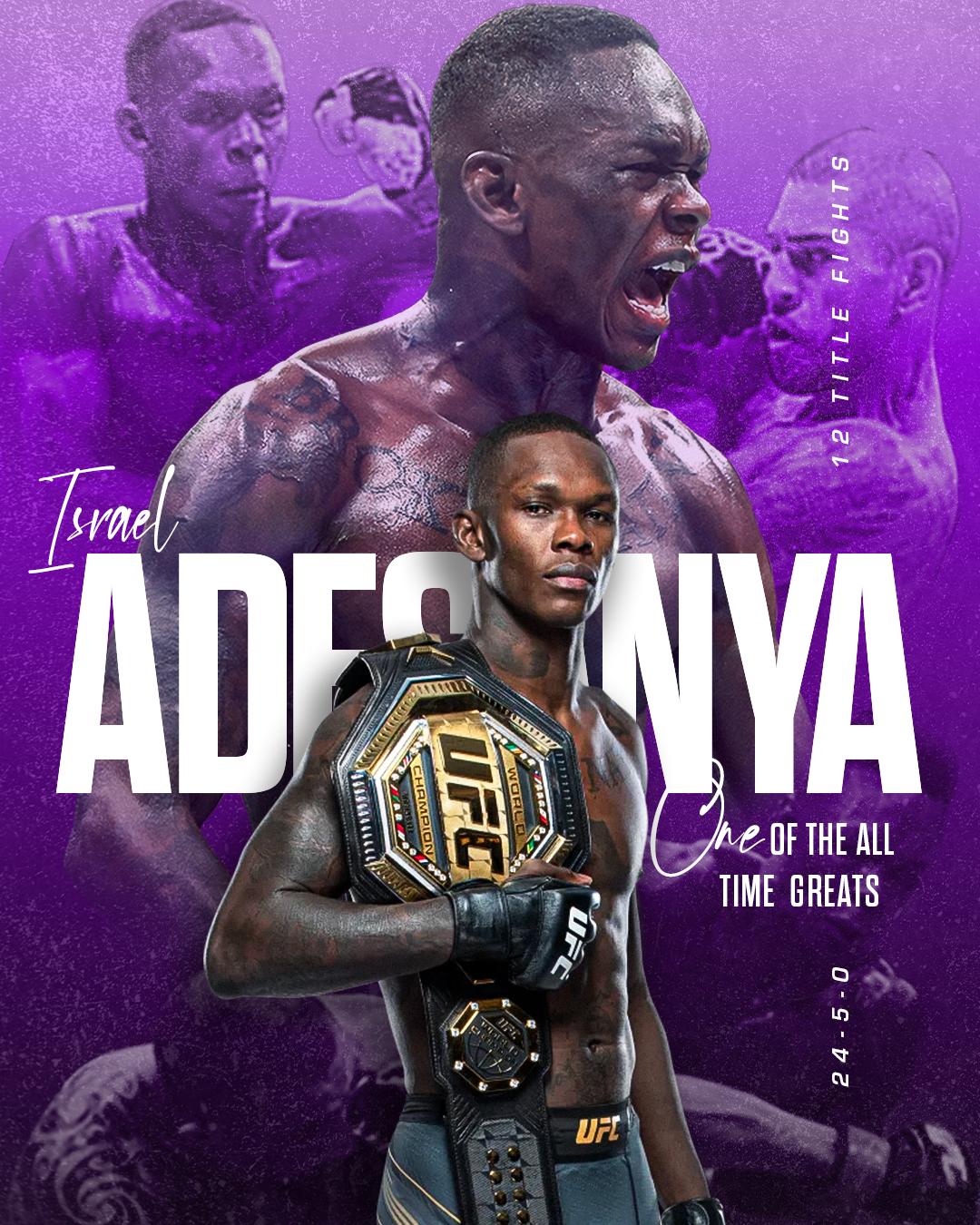 Asrael Adesanya purple promo poster UFC