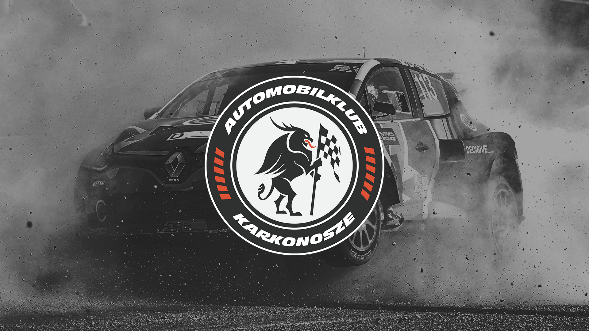 Rally club logo on the black and white background photo