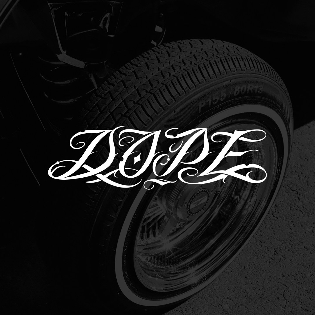 White hand lettering logo on the black and white background