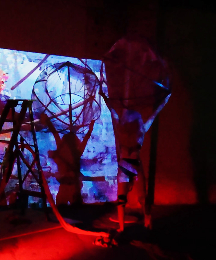 still from performance, Glue Factory, 2021.