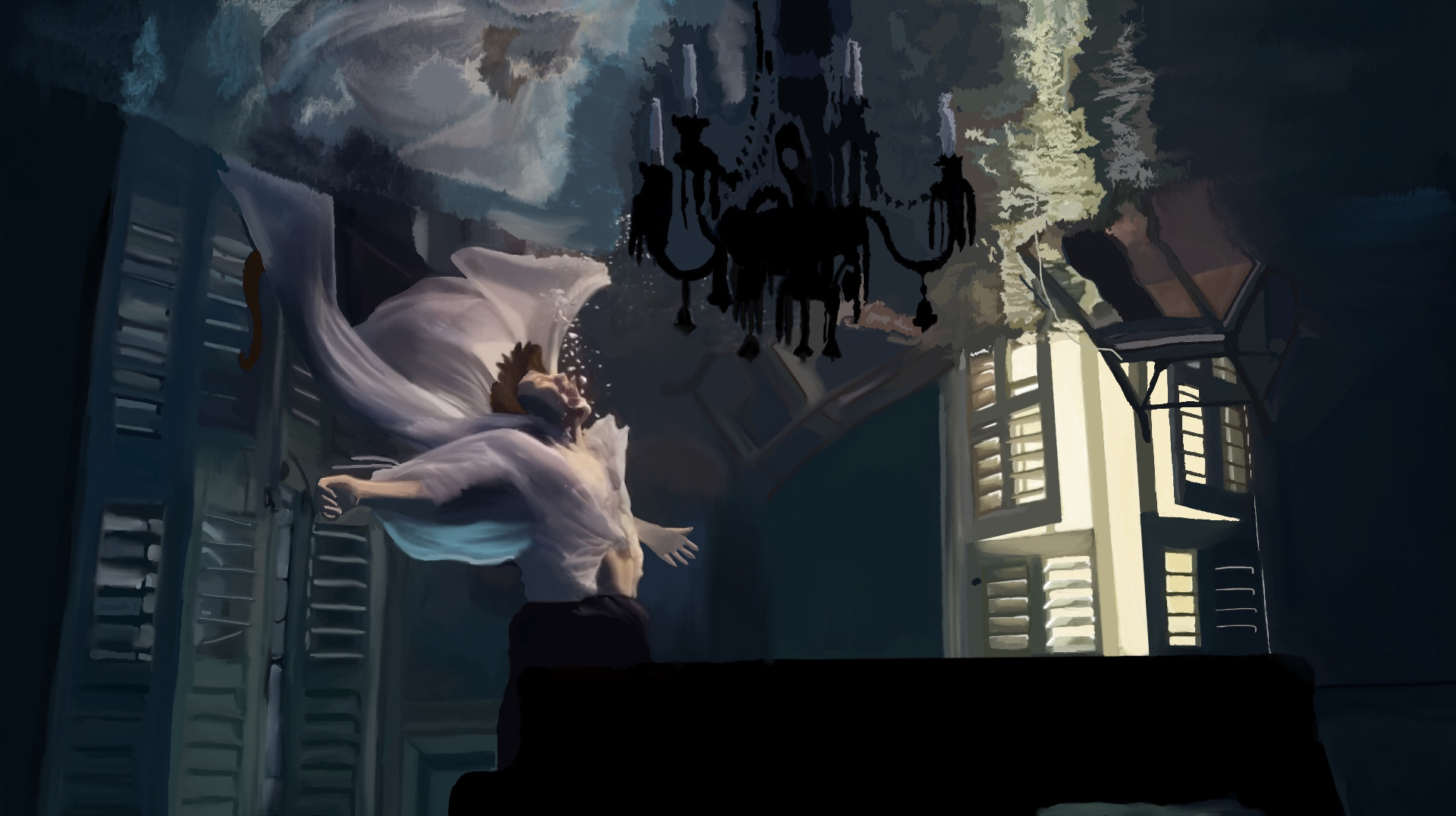 Digital painting done on procreate.  A still taken from Harry Styles’ music video for Falling 