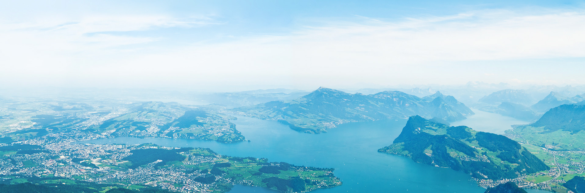 View of Lake Lucerne from the mount Pilatus. Lake Lucerne (German: Vierwaldstättersee, lit. "Lake of the Four Forested Cantons") is a lake in central Switzerland and the fourth largest in the country.