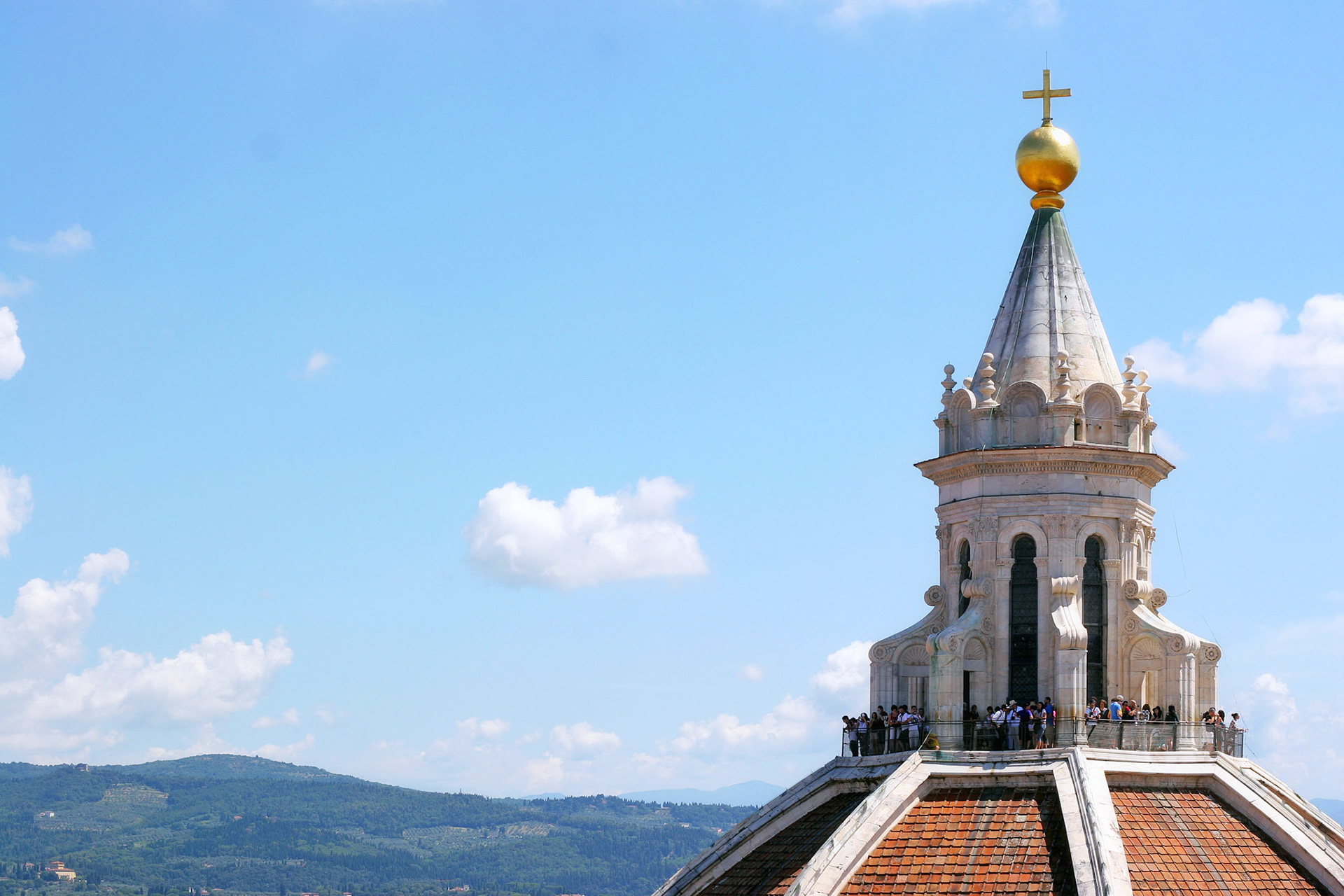 FLORENCE, ITALY - AUGUST 7: Observation deck at the top of the Cathedral's dome on August 7, 2010 in Florence. The dome designed by Brunelleschi in 14th century was the largest ever built at the time.