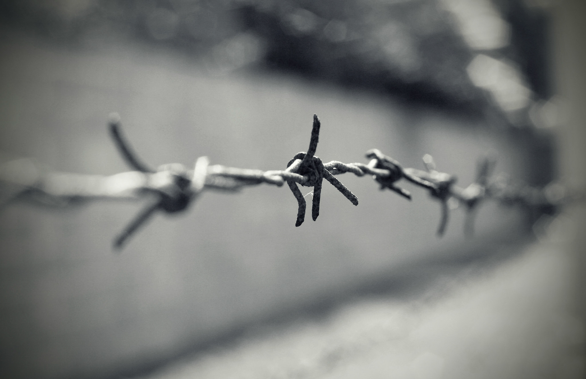 Barbed wire in nazi camp Sachsenhausen, Oranienburg, Germany