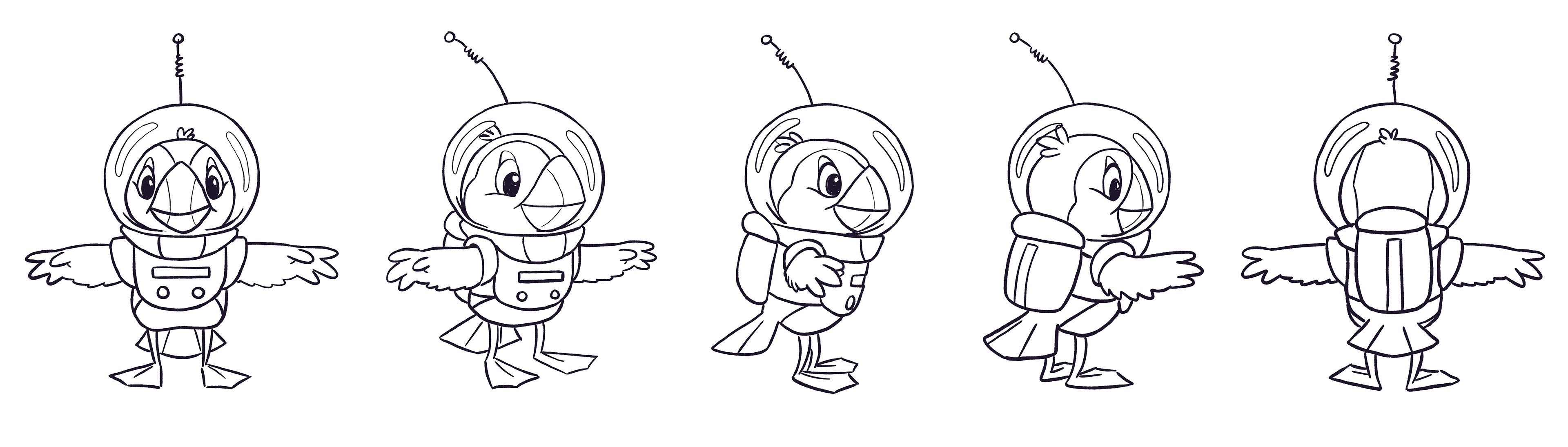 Character turnaround for Puffin, the main character
