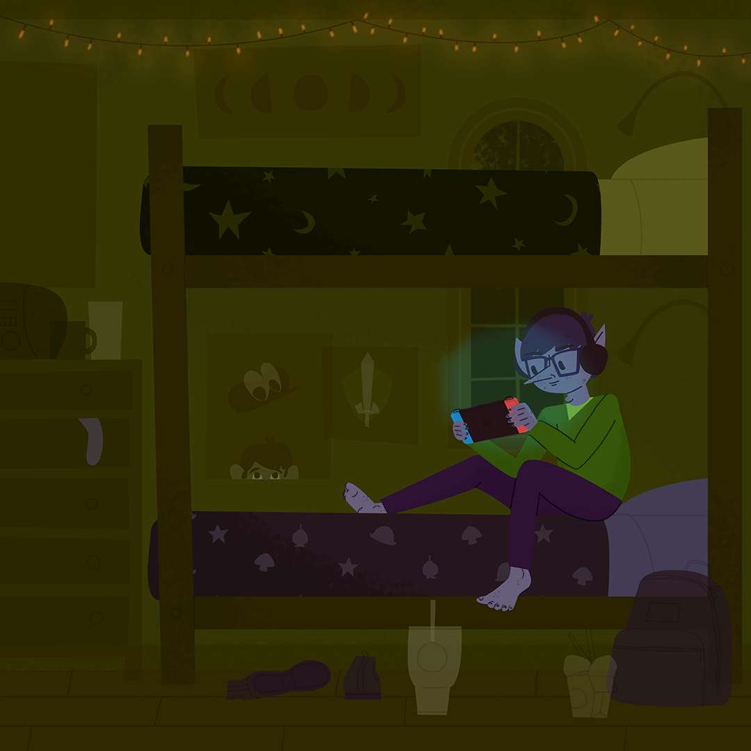 Day 16: Goblin Gerald’s favorite part of the day is when he finally finishes all of his homework and gets to continue on his mission to find all of the moons in Mario Odyssey. It’s not very often he gets to be alone seeing as he lives with his best friend Terry (they usually do everything together).