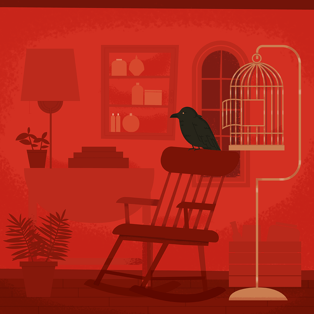 Day 28: Raven The best time of the day is when Moby gets to stretch his wings and nestle into a new spot