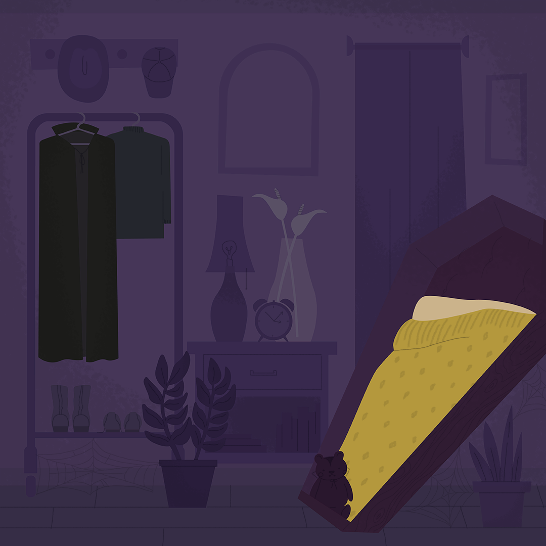 Day 13: Coffin Naturally Felix’s bedroom is as trendy as he is, albeit none of his rooms are very clean…