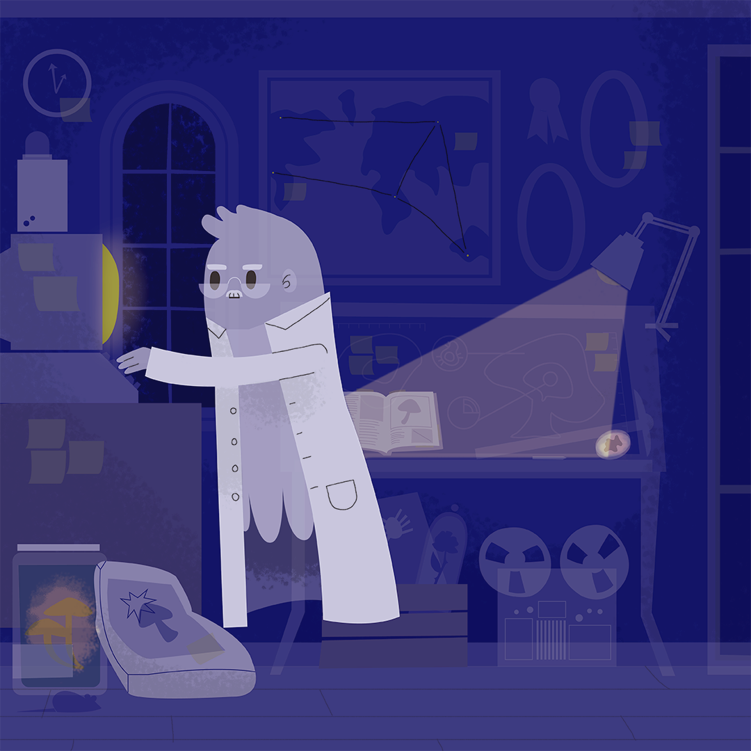 Day 6: Ghost Nothing comes between a scientist and his research, not even death. Unfortunately for his neighbors, Doc has been running experiments all through the day and night. Despite this productivity, he has seen very little progress. The gnomes introduced him to sticky notes in an attempt to keep him on track, but he seems to stick them somewhere and forget about them. If it weren’t for the gnomes, this experiment might not be too well contained…