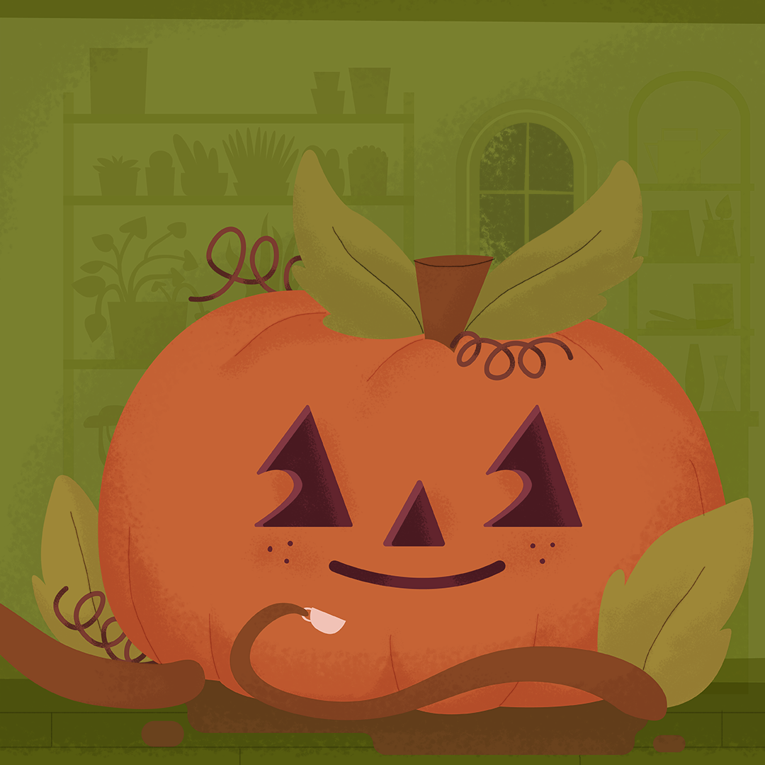 Day 22: Pumpkin Phyllis’ home garden got out of hand after she rescued a wilting pumpkin plant from her friend Dill. He is always killing plants and she couldn’t stand to watch another one go. This one is different however...it’s totally sentient. Phyllis knew better but definitely named her Audrey. This big pumpkin only craves tea and cookies....for now.