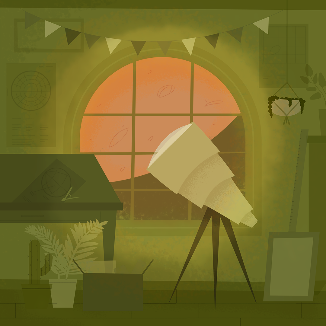 Day 24: Hunter’s Moon When she isn’t gardening, hanging out with her new pumpkin plant or drinking tea, Phyllis is stargazing. She’s a bit of an amateur but it is just for fun. Tonight is the Hunter’s Moon and she is so excited to get a good look at it with her brand new telescope. Her makeshift observatory has been absolutely great, she just had a few more plants to move and it will be done!