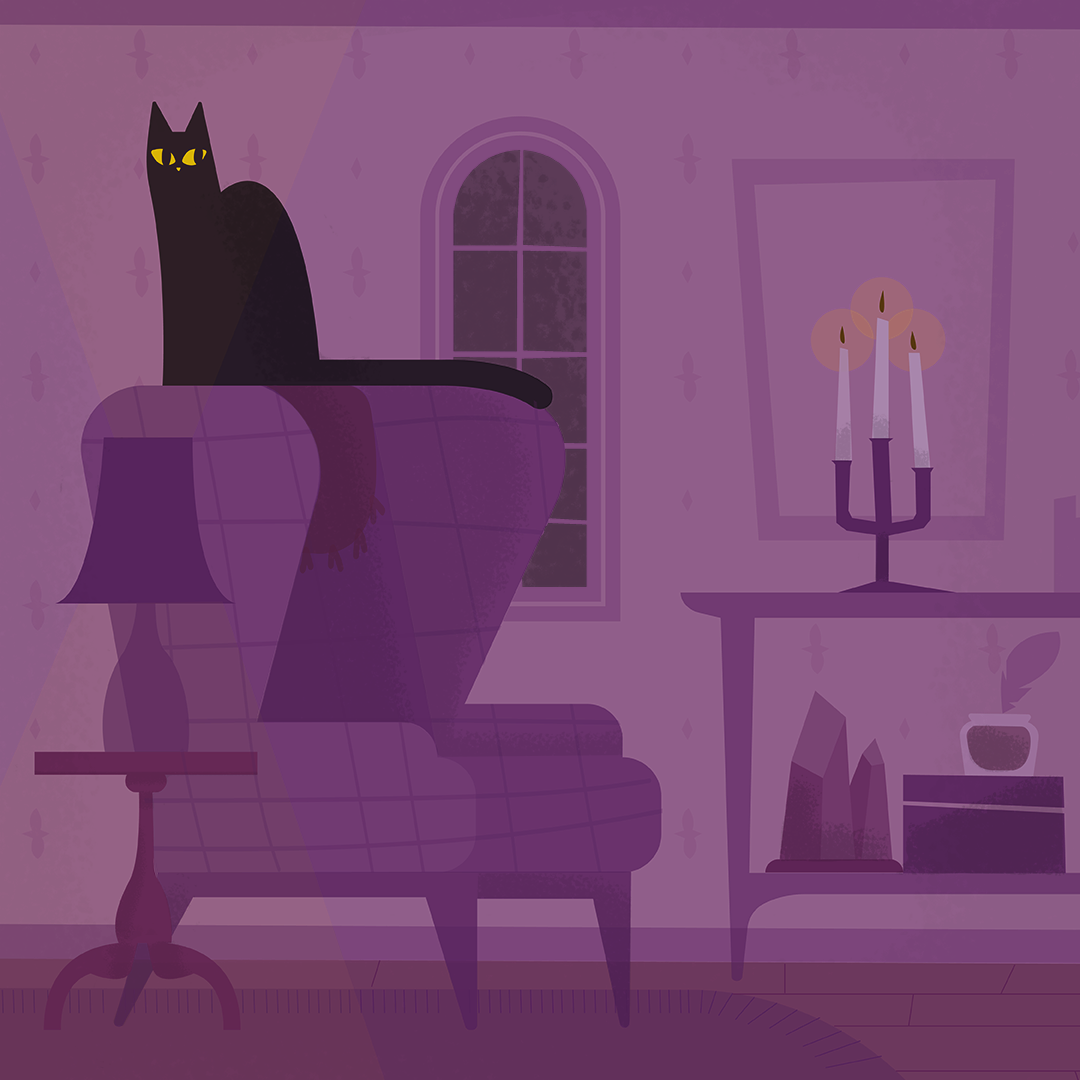 Day 2: Black Cat Matilda would be more upset about the current neighbor situation if it weren’t for this new arm chair. Something about it makes her want to sink her claws in and nap for half a century, but she can’t do that to Fiona again.