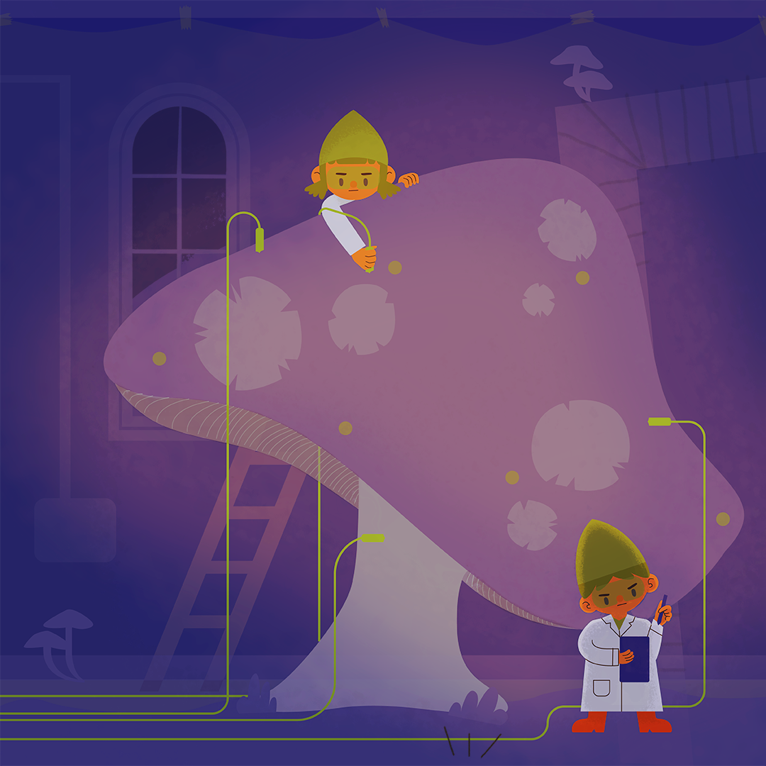 Day 4: Mushroom Old apartments are the worst, they always having things growing where they don’t belong. This? This is outright bizarre. Jeff and Nancy have been helping Doc run tests when they’re not working their day jobs. They sure hope they haven’t been disturbing the neighbors with their late night experiments…