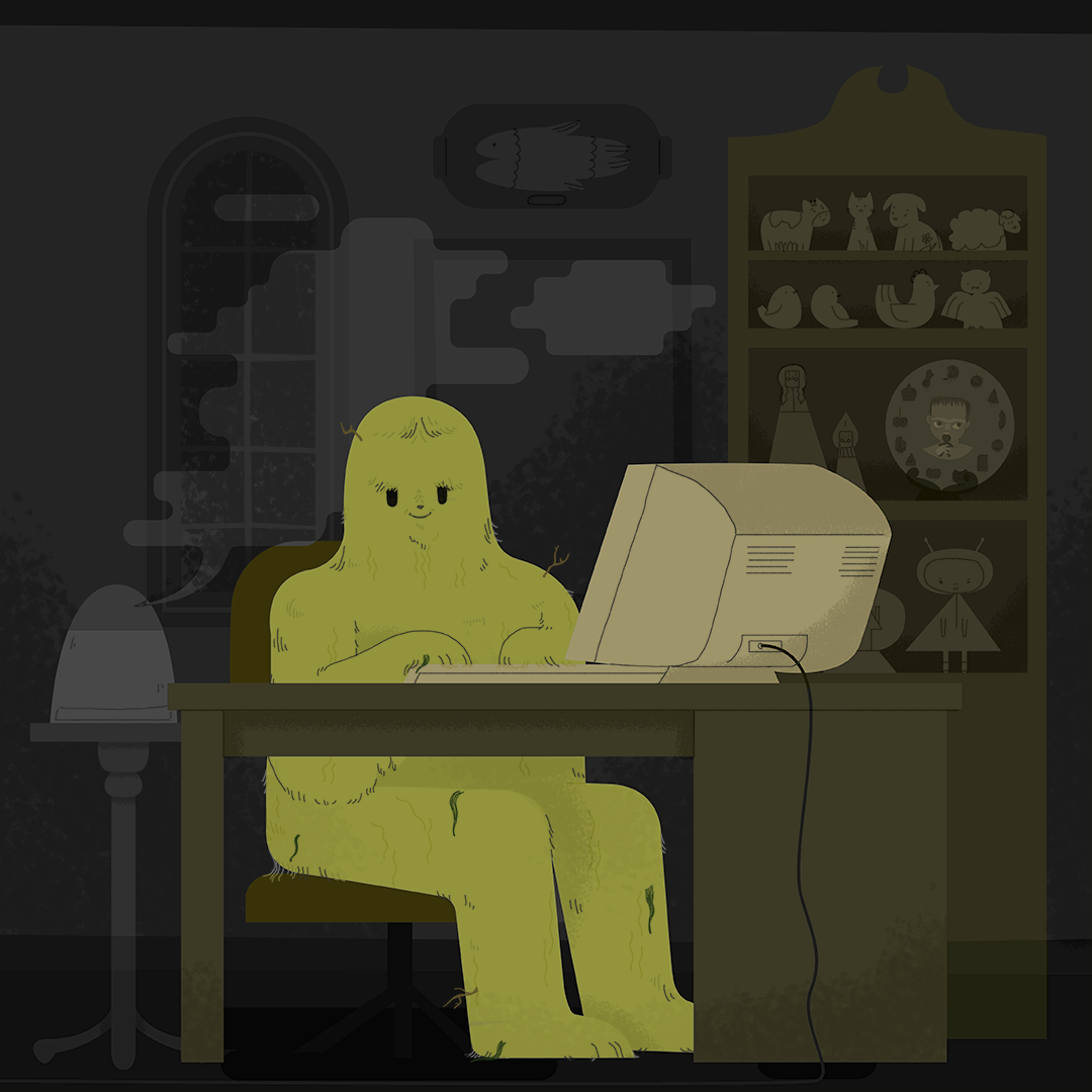 Day 27: Swamp Thing Since moving to the city, Teddy has discovered the internet...and online shopping. He never knew he could own so many cool things that were so beautiful! Back at the swamp, Teddy used to collect rocks and weird branches but these collectibles are so much more unique!