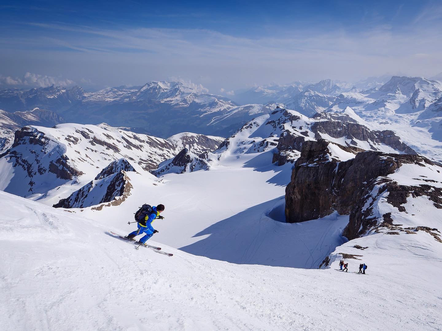 Ski touring in winter.