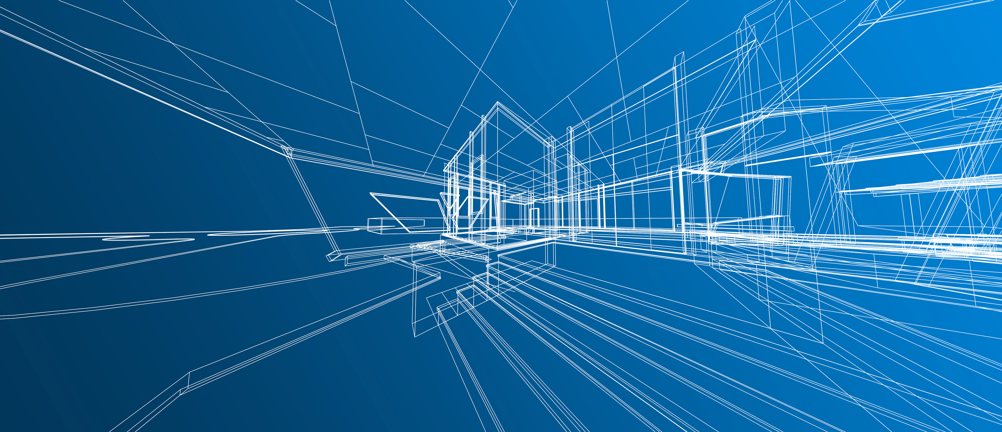 Diagrama abstracto de un plano arquitectónico en tres dimensiones