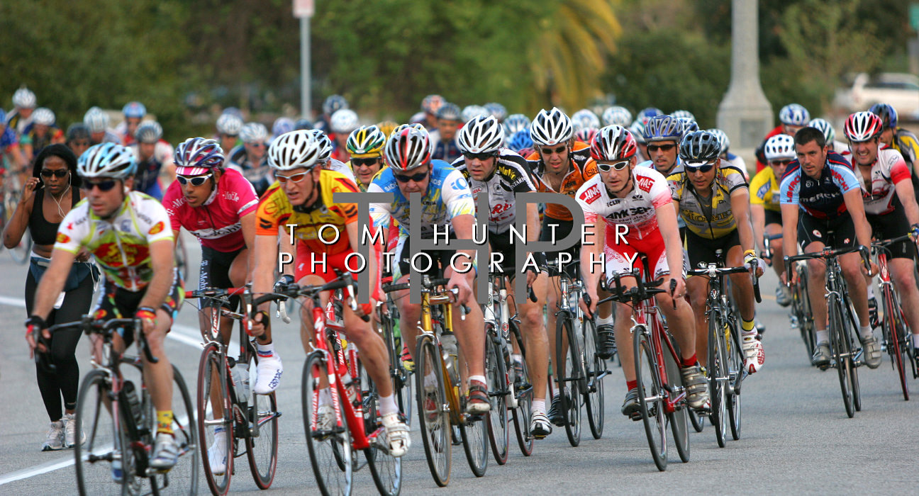 Cyclist training around the Rose Bowl
