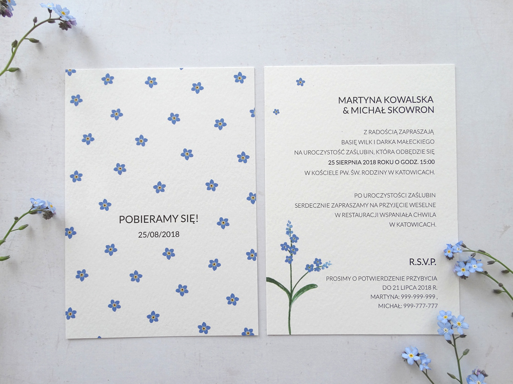 NIEZAPOMINAJKI - zaproszenia ślubne