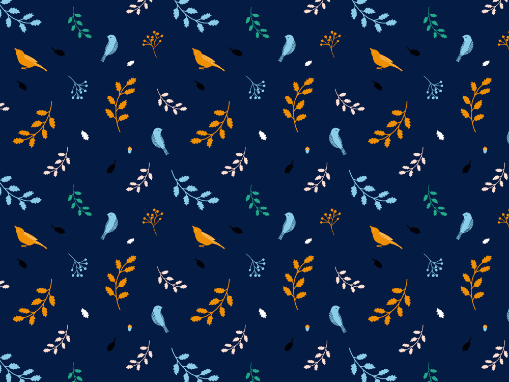 Oak leaves - navy blue