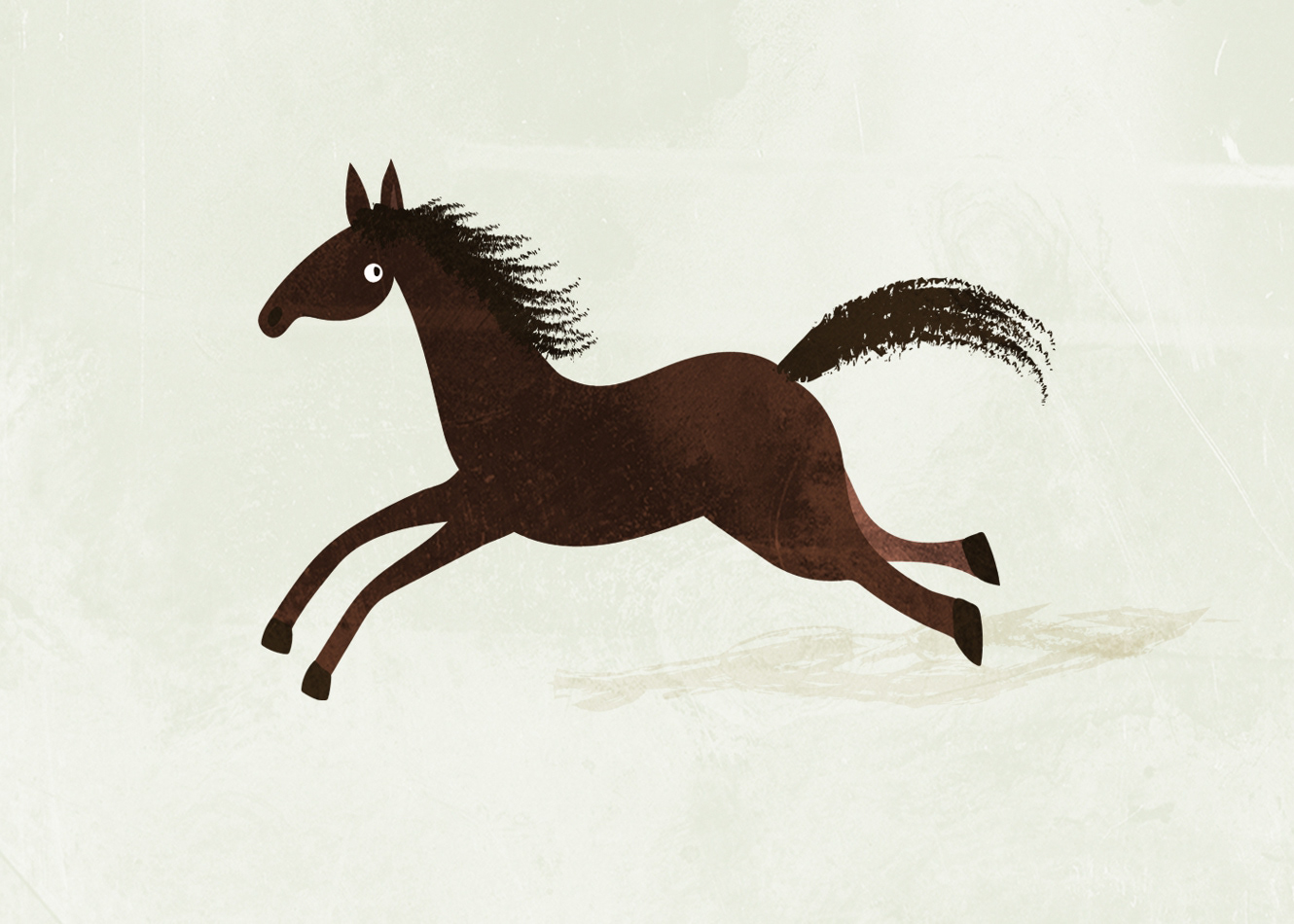ilustracja dla dzieci - biegnący koń