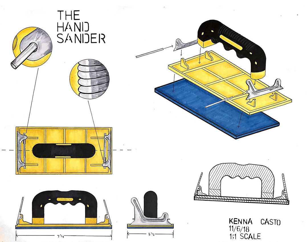 final hand drawing of existing sanders