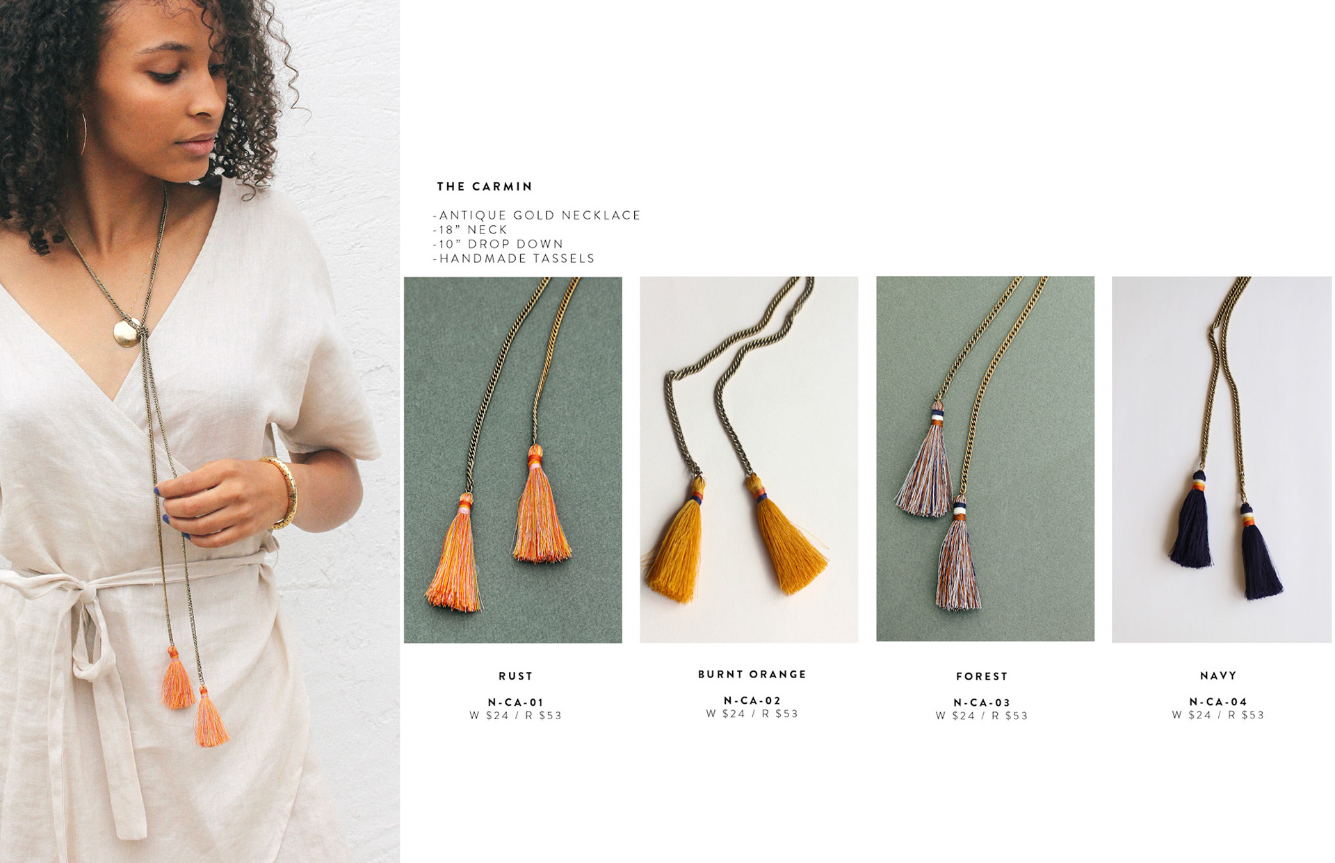 product page from the fall/holiday line sheet