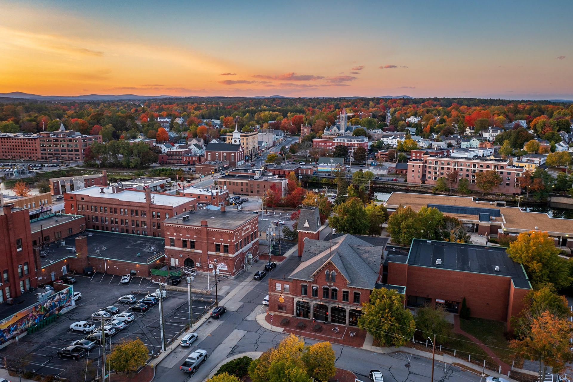 Autumn Sunset Downtown Nashua
