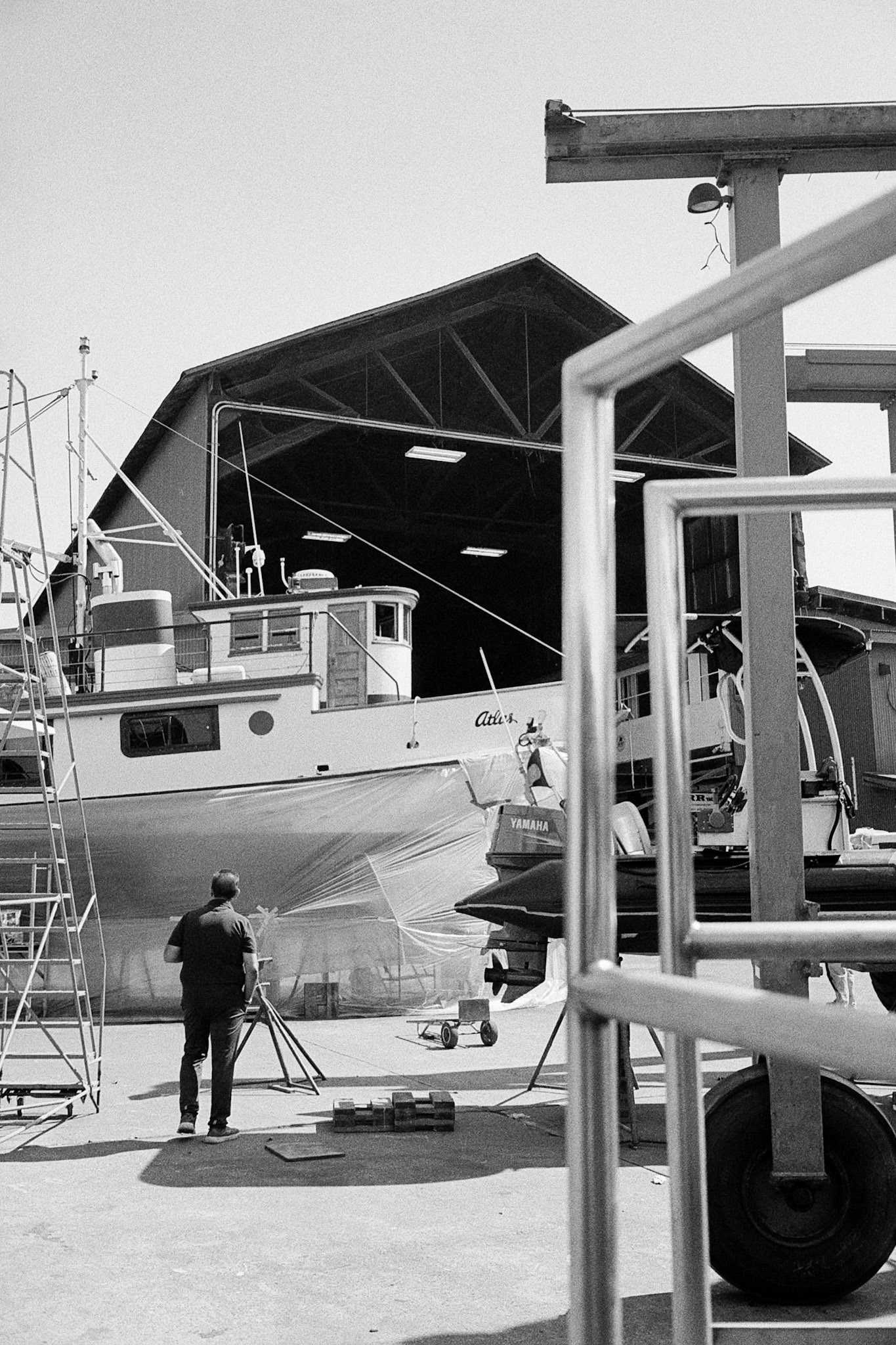 Lost in thought in the boat yard