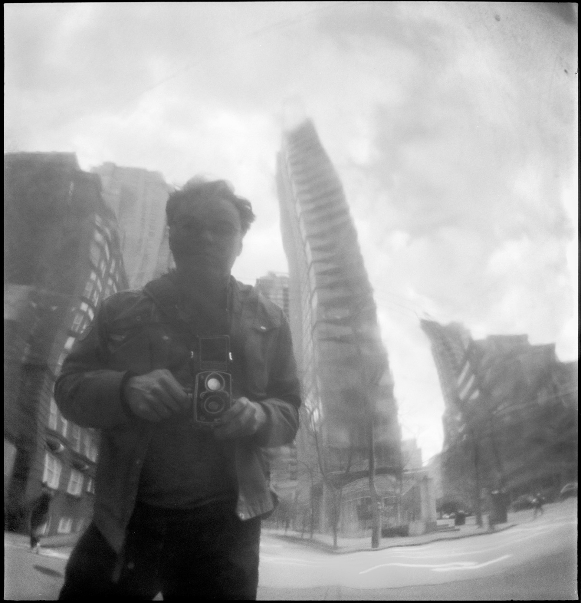 Kris in reflection with Rollieflex