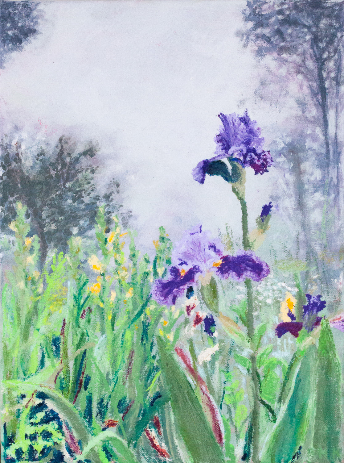 "Morning Solitude", 2026, 40x30 cm, Acrylics and oil pastels on canvas