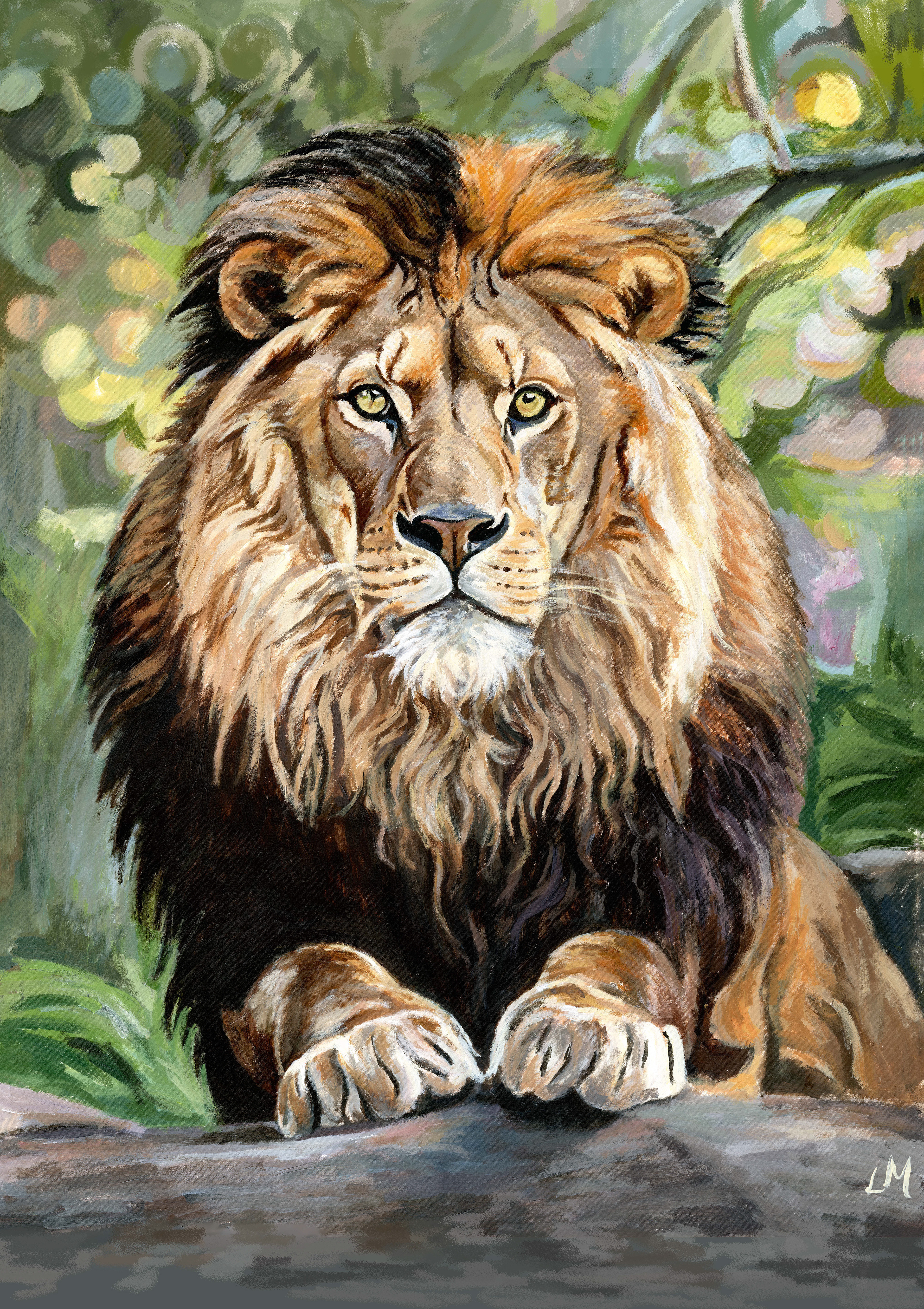 The Lion "King of Beasts"....Symbolising courage and strength. Painted in Acrylic Paint by Louise Moody.....