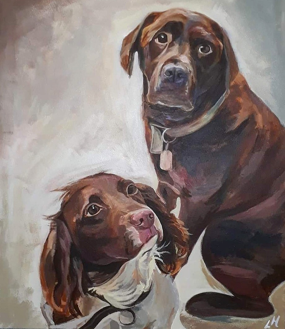 Dogs painted in acrylic on canvas