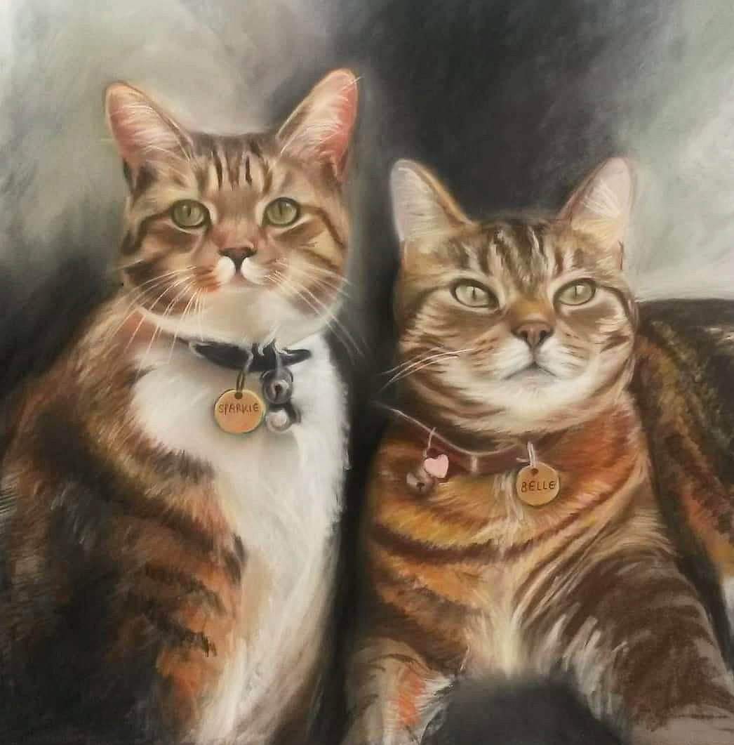 Cats painted in soft pastel
