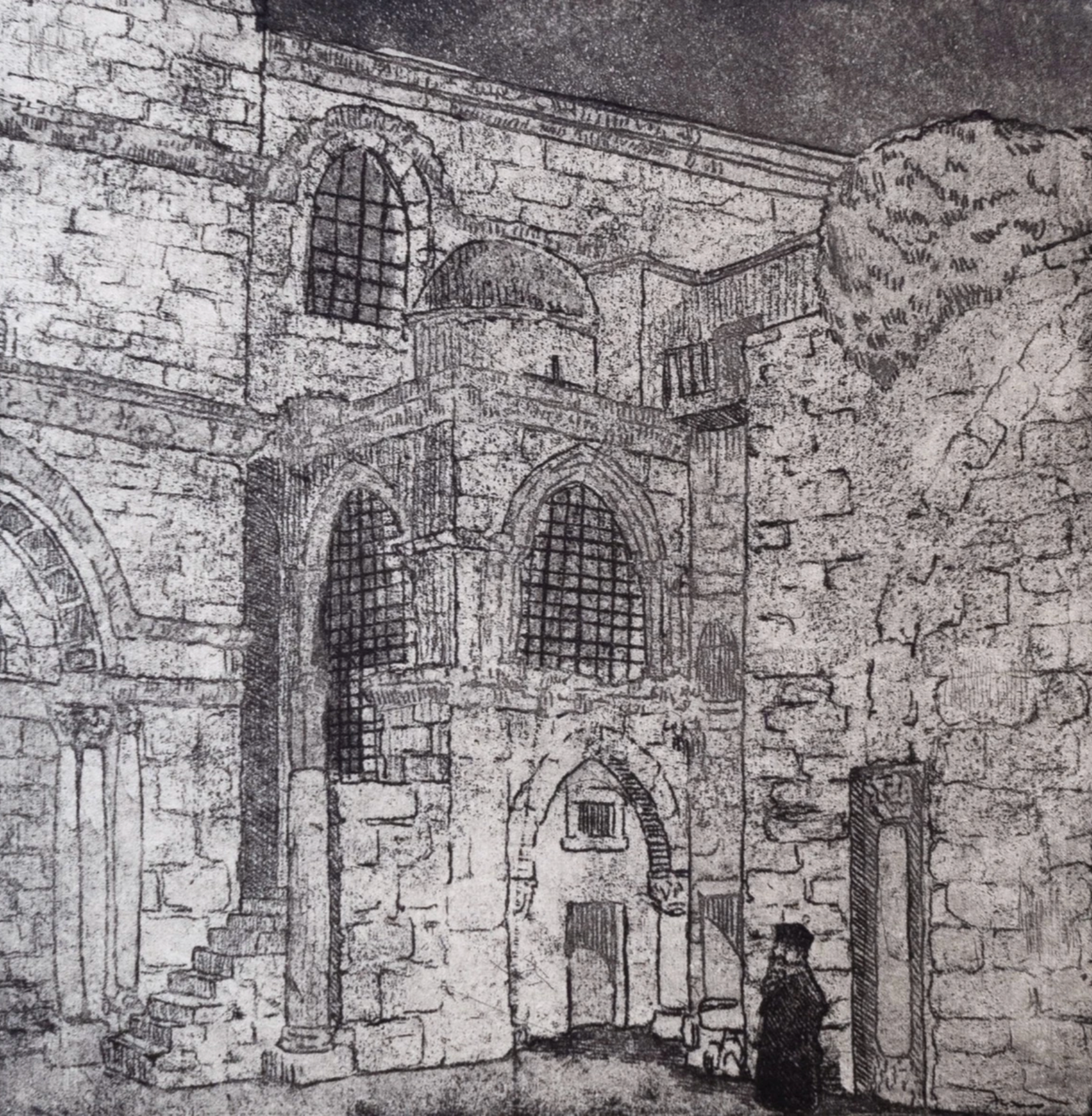 "golgotha," zinc plate intaglio print