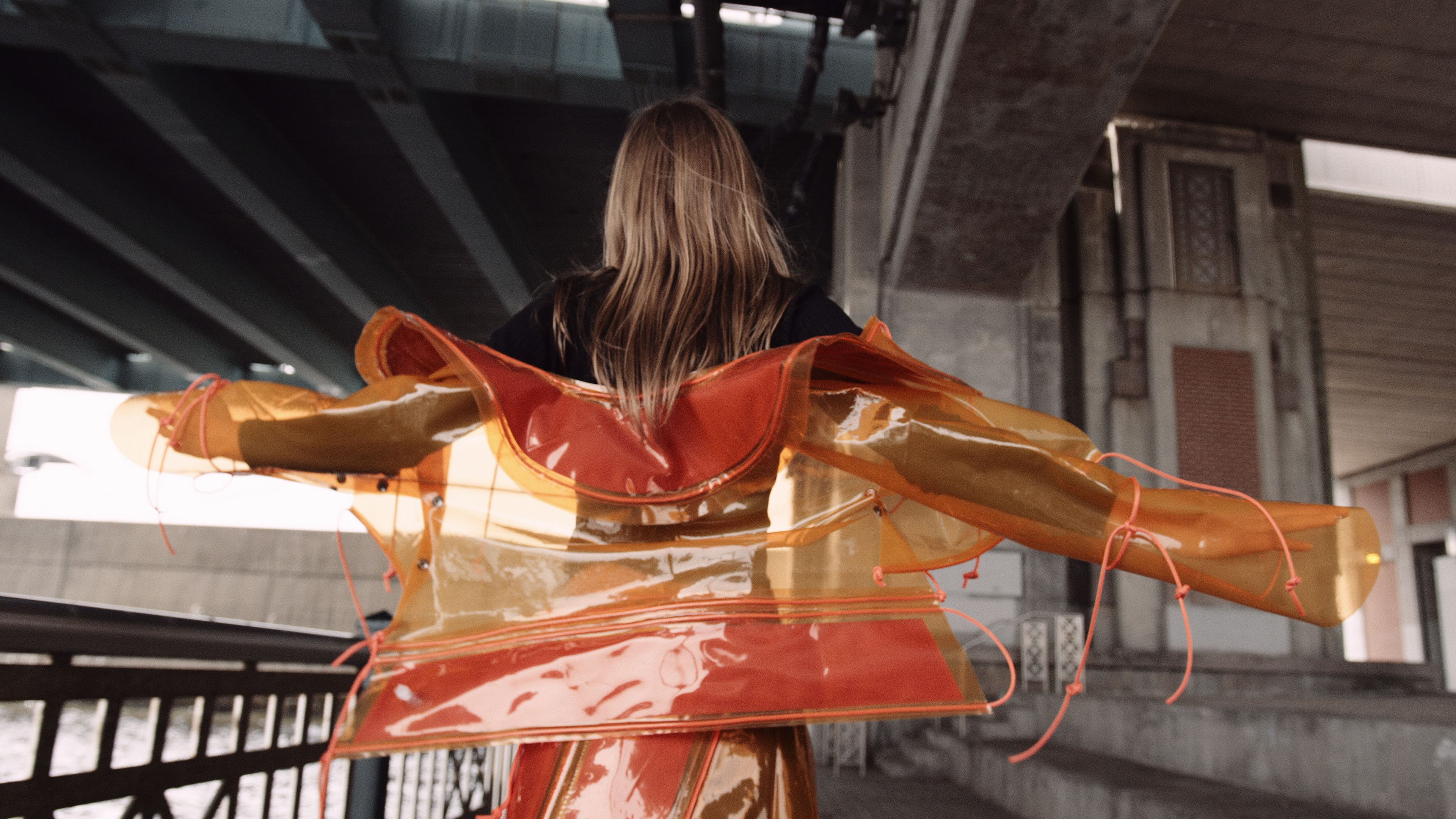 Flood garment worn as a statement piece declaring a state of climate emergency in day-to-day life.